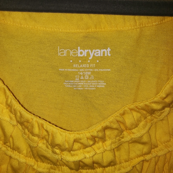 Womens plus sz 14W 16W Lane Bryant yellow shirt 1X - Picture 3 of 3